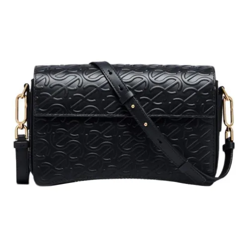 Ecco Cow Leather Small Square Bag Shoulder Bag Crossbody Bag Large Size Women's Black