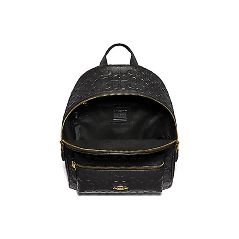 COACH Charlie Leather Backpack Medium Size Women's Black-2