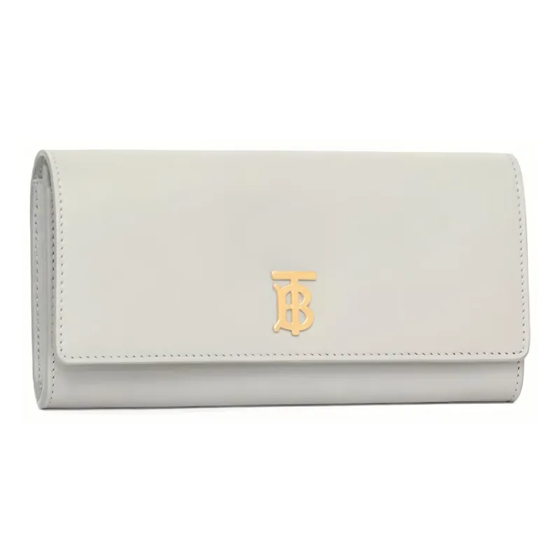 Burberry Leather Clutches Wallets Women's Light Gray-3