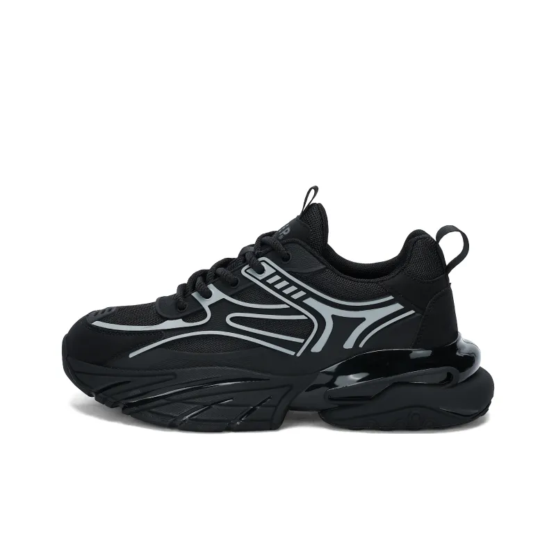 JEEP SPIRIT Anti-Slip And Wear-Resistant Lightweight Height Increasing Low-Top Chunky Sneakers Men's Graphite Silver-0