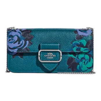 COACH Morgan Cow Leather Clutches Shoulder Bag Crossbody Bag Small Size Women's Deep Turquoise