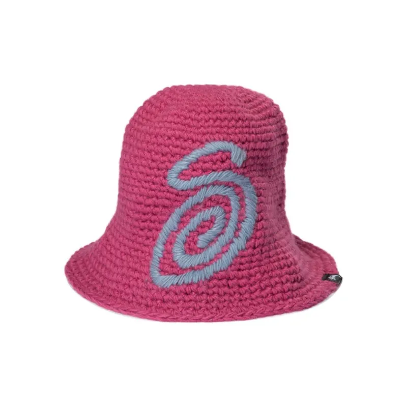 Stussy Knitted Fabric Bucket Hats Men's Pink-1