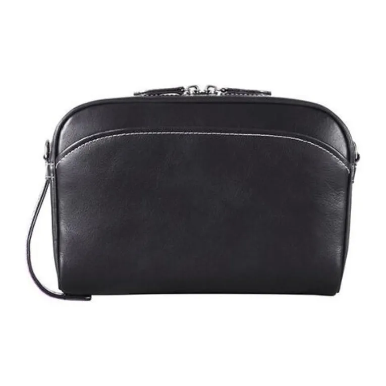 SAMSONITE Cow Leather Clutch Bag Over The Shoulder Unisex Black-0