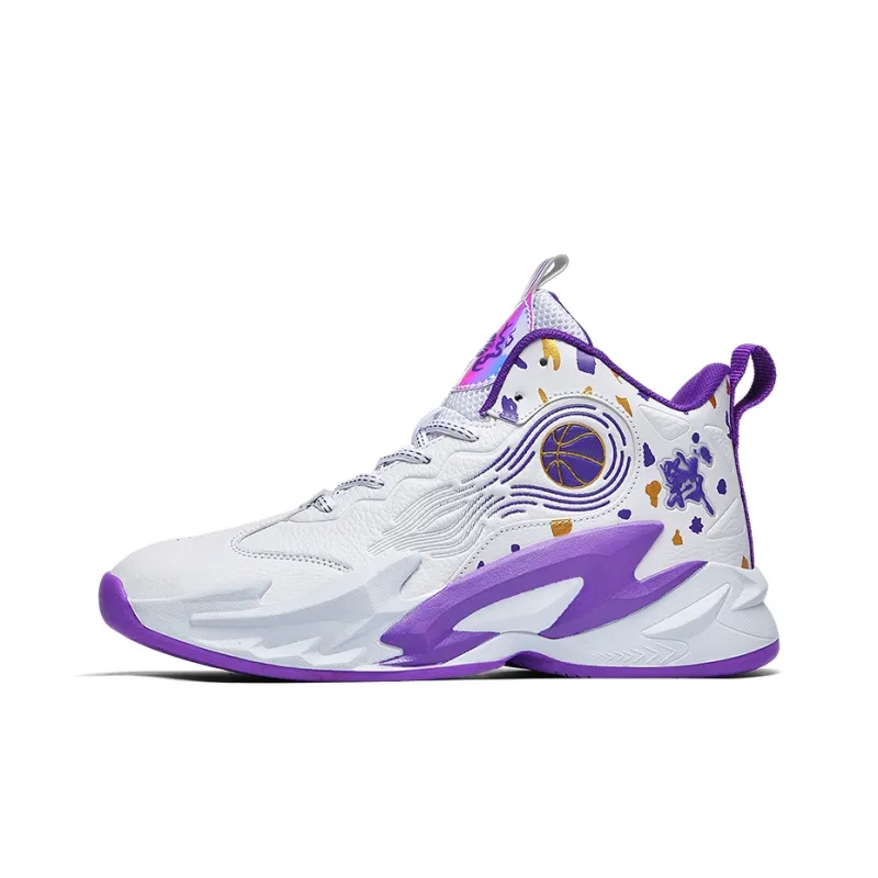 MUSHILANDI Mid Top Basketball Shoes Unisex White Purple-1