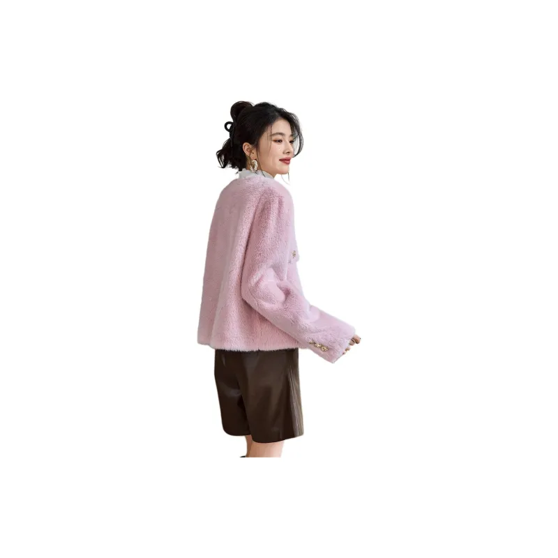 CARBAMMI Velvet feel Coat Women's Pink-1