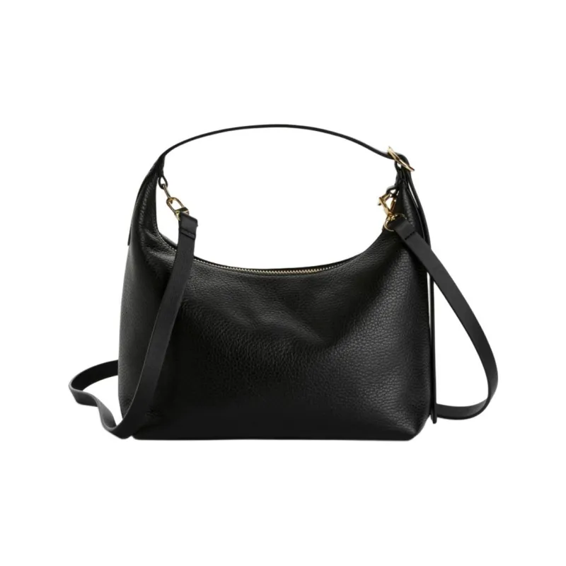 ARKET Cow Leather Croissant Bag Shoulder Bag Crossbody Bag Handbag Small Size Women's Black-0