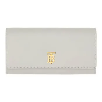 Burberry Leather Clutches Wallets Women's Light Gray
