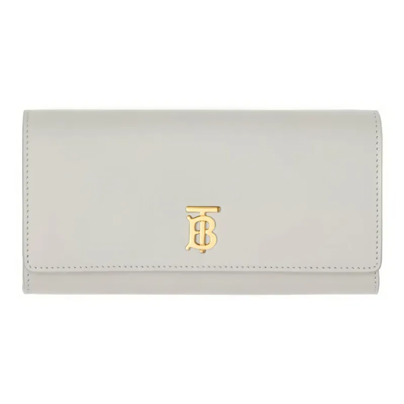 Burberry Leather Clutches Wallets Women's Light Gray-0