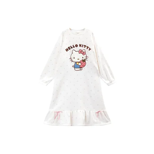 GUKOO x Hellokitty Nightgown Women's Elegant White