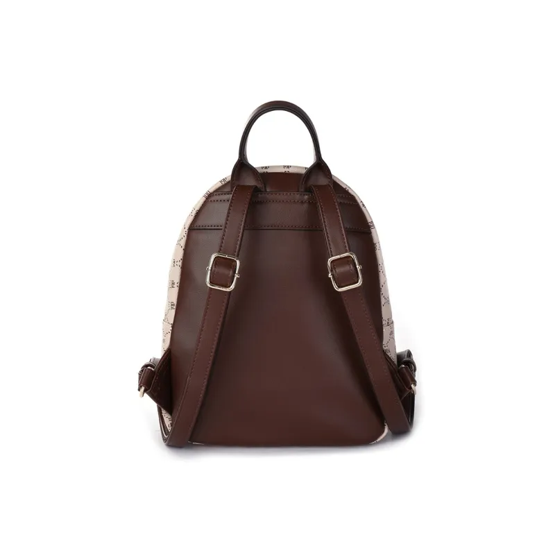 Dubaolu Polyurethane Carry Backpack Medium Size Women's Coffee/Apricot-11