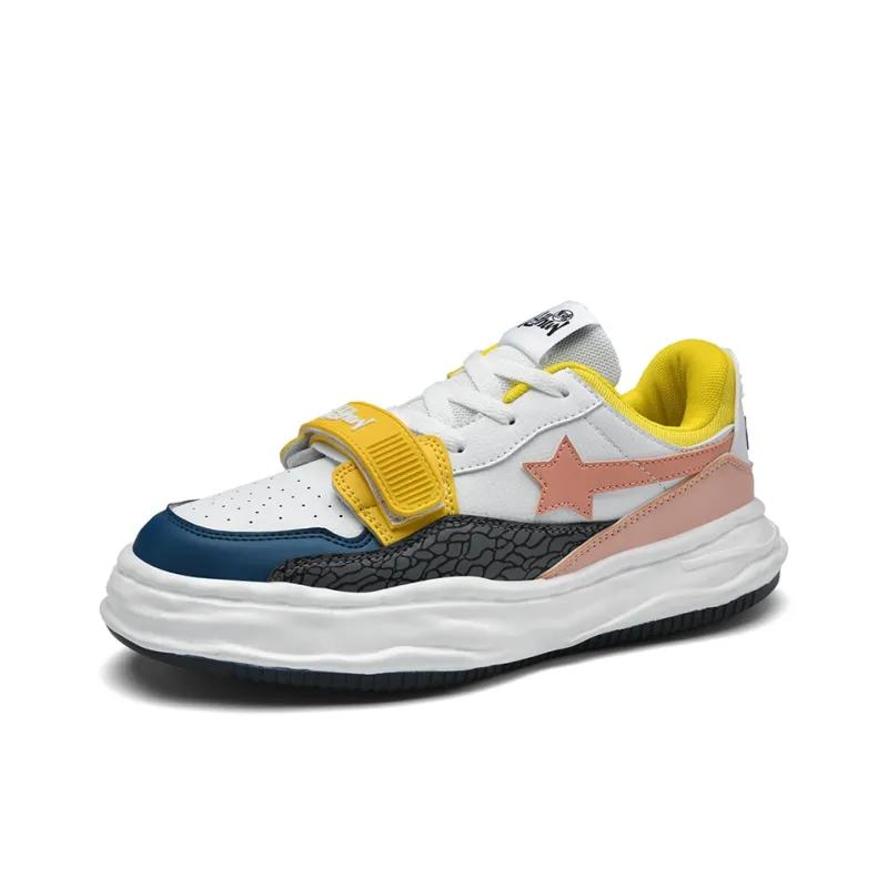 MVA Box Anti Slip And Wear Resistant Lightweight Low Top Skateboard Shoes Unisex Pink Yellow-2