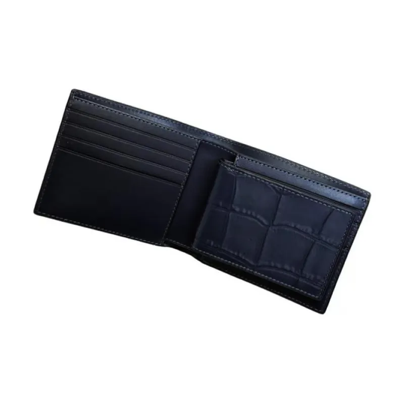 COACH 3 IN 1 Wallet Crocodile Embossed Leather Bonded Calfskin 3-in-1 Wallets Mini Men's Bronze & Midnight Navy-2