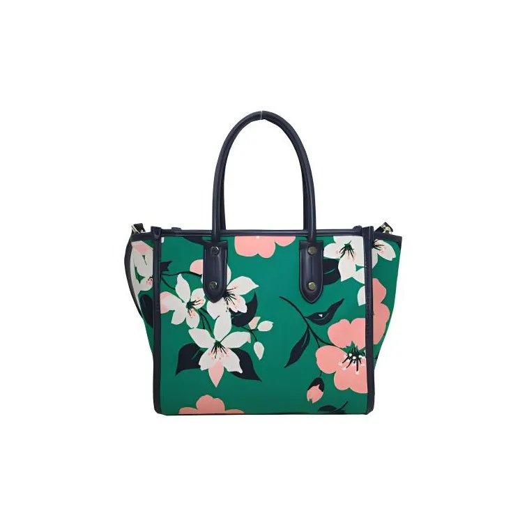Kate Spade EllaBloom Canvas Tote Bag Shopping Bag Handbag Small Size Women's Green & Multicolor-2