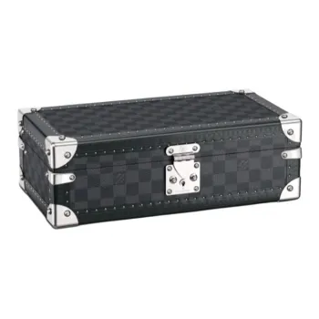 LOUIS VUITTON Canvas Wristwatch Storage Box Men's Blue Black