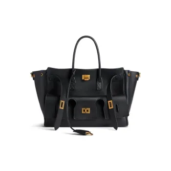 Balenciaga Smooth Cow Leather Shoulder Bag, Crossbody Bag, Handbag Small Size Women's Black