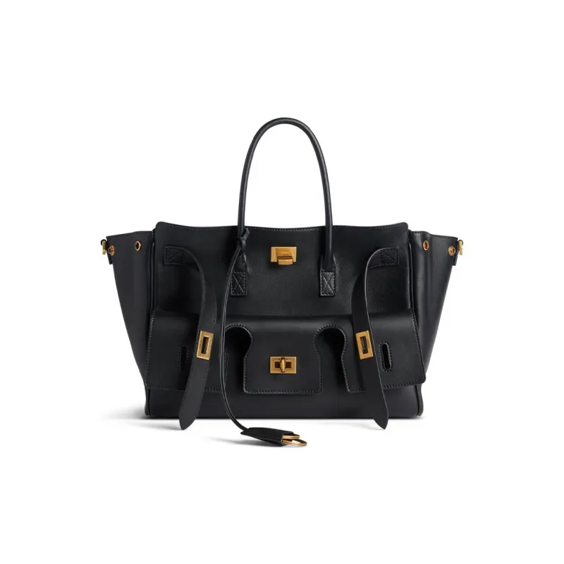 Balenciaga Smooth Cow Leather Shoulder Bag, Crossbody Bag, Handbag Small Size Women's Black-0