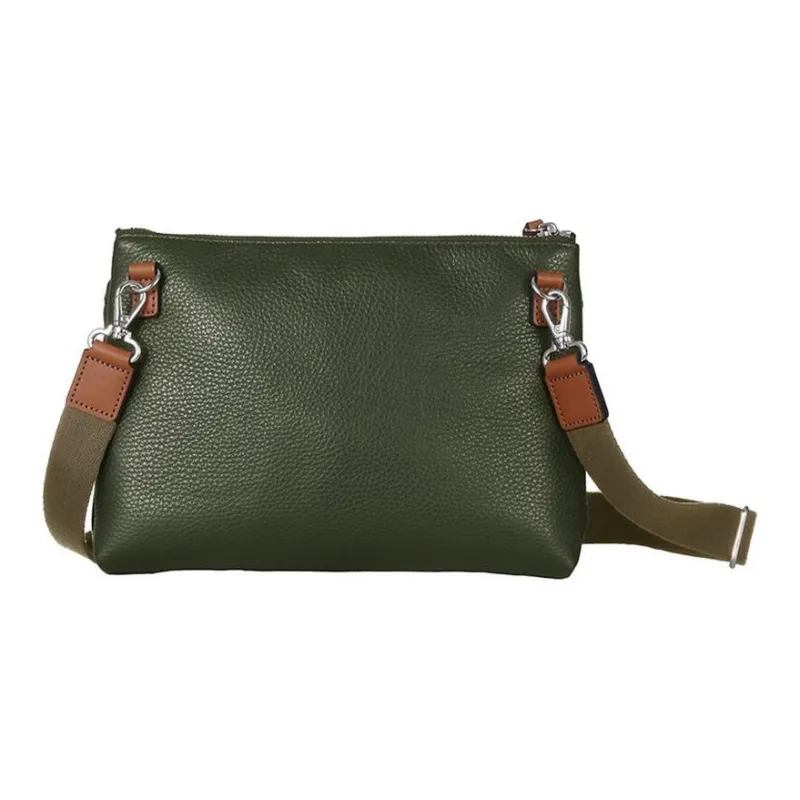 SAMSONITE Cow Leather Shoulder Bag Crossbody Bag Small Size Unisex Dark Green-4