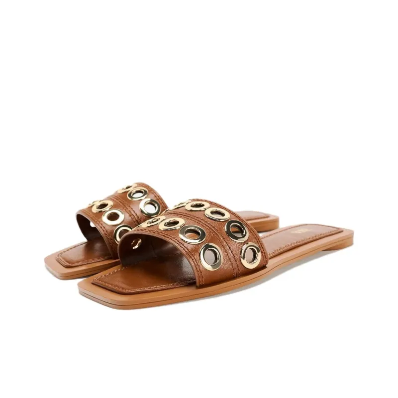 ZARA Slip Resistant Odor Resistant Slide Slippers Women's Brown-2