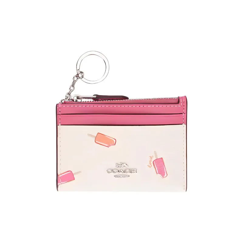 COACH Skinny Id Case PVC Card Holder Coin Purse Mini Women's White & Multicolor-0