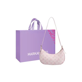 MARKANGARO PU Shoulder Bag Regular Women's Phabet Pink/Dark Brown With Plush Toy