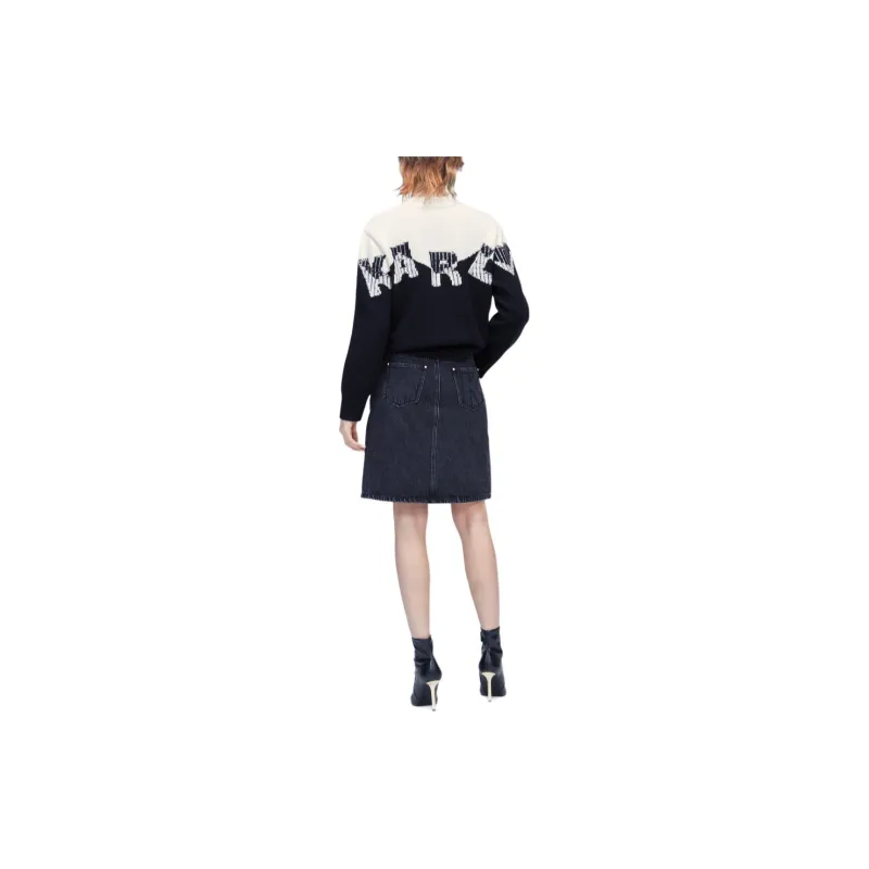 KARL LAGERFELD FW22 Denim Long Skirts Women's Black-1