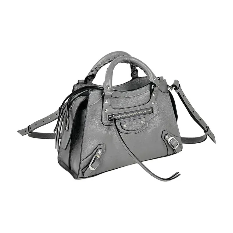 Balenciaga Neo Cagole City Cow Leather Shoulder Bags Handbags Extra Small Women's Gray-2