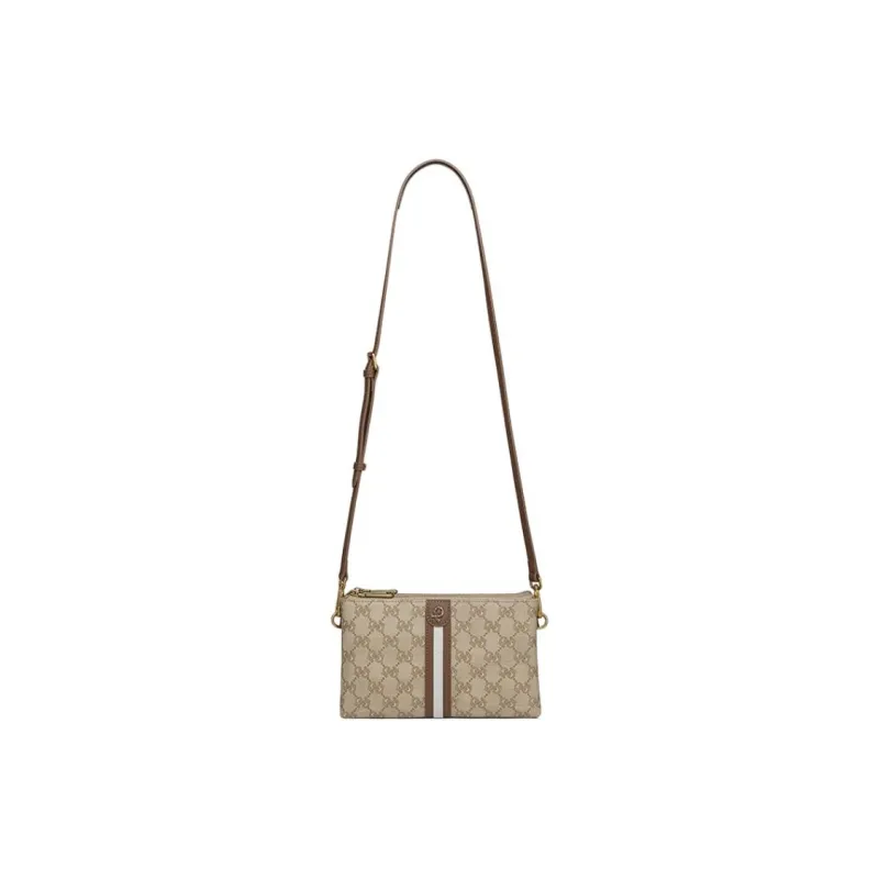 PIERRE CARDIN PVC One Shoulder Clutch Trumpets Women's Khaki-1