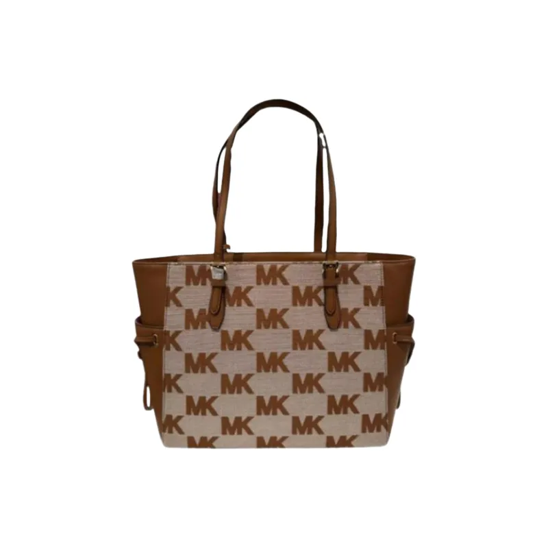 MICHAEL KORS Gilly Canvas Tote Bag Shopping Bag Handbag Large Size Women's Leather Brown-2
