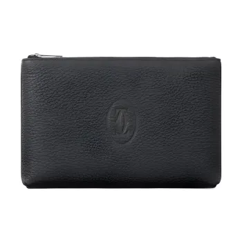 CARTIER Must De Cartier Calfskin Clutch Small Size Men's Charcoal Gray