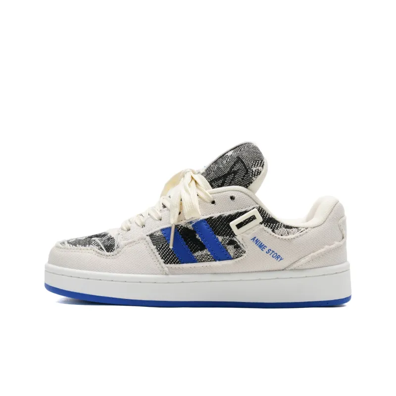 KAAVER OTTO Wear-Resistant Low-Top Skateboard Shoes Unisex White Blue-1