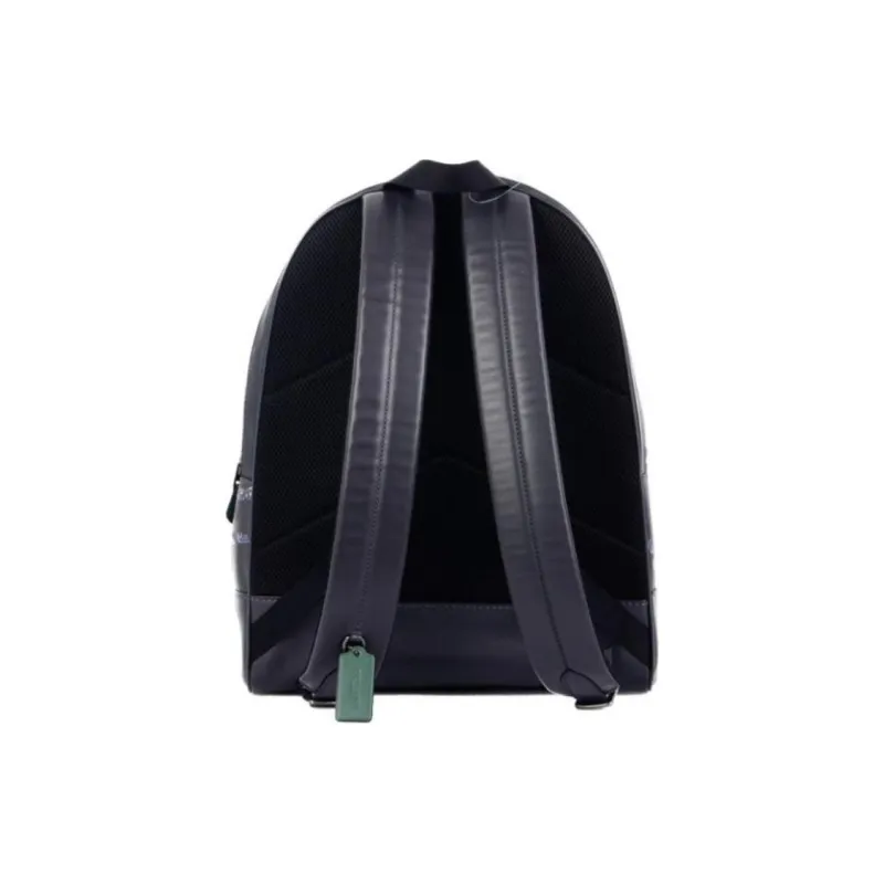 COACH West Canvas With Leather And Cow Leather Backpack Large Size Men's Navy Blue-3