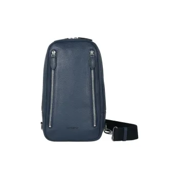 SAMSONITE Cow Leather Sling Bags Crossbody Bags Unisex Marine Blue