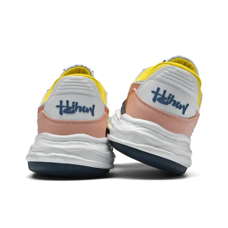 MVA Box Anti Slip And Wear Resistant Lightweight Low Top Skateboard Shoes Unisex Pink Yellow-3
