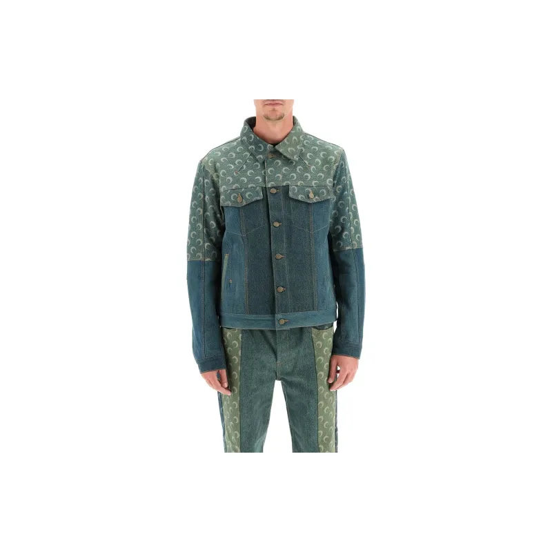 Marine Serre Logo Patch Patchwork Denim Jacket-2