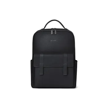 NAVIGARE Top Grain Cow Leather Fabric Backpacks Backpack Large Size Men's Black