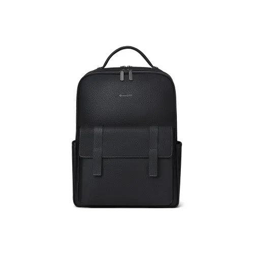 NAVIGARE Top Grain Cow Leather Fabric Backpacks Backpack Large Size Men's Black