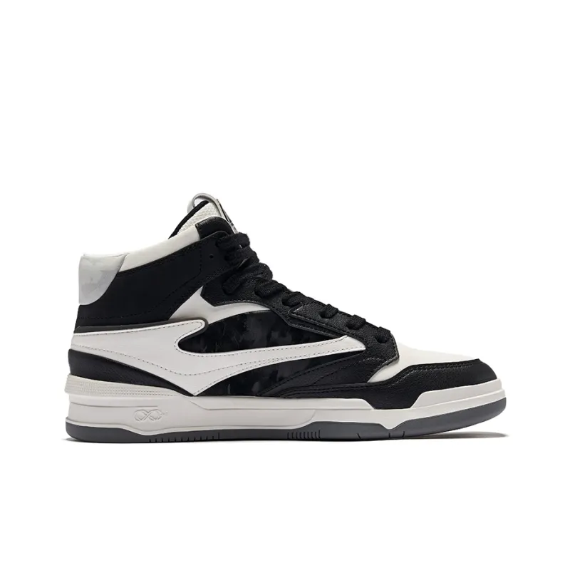 Erke Single 3.0 Wear-Resistant Slip-Resistant High-Top Skateboard Shoes Men's Microcrystal White/Jet Black-1