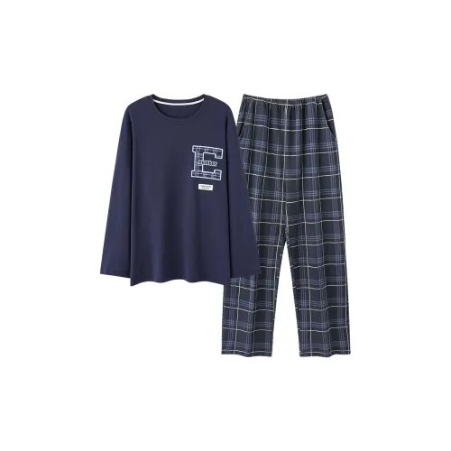 Qiao Ni Tong Pajama Set Men's Navy Blue