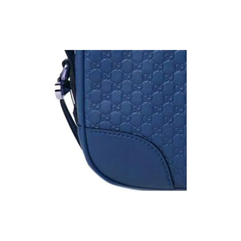 GUCCI Leather Shoulder Bag Unisex Blue-4