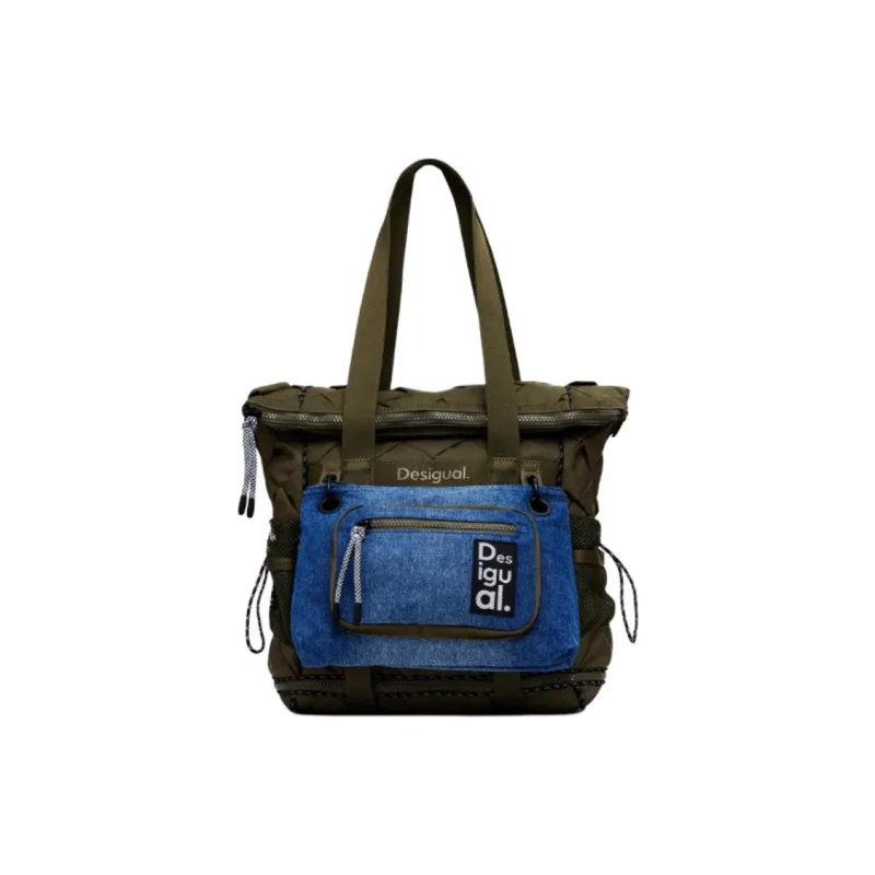 Desigual Fabric Backpack Handbag Medium Size Women's Green Coffee-0