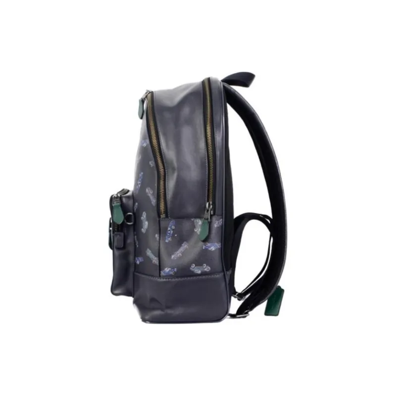 COACH West Canvas With Leather And Cow Leather Backpack Large Size Men's Navy Blue-2