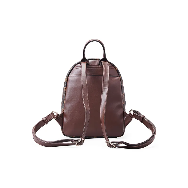 Dubaolu Polyurethane Carry Backpack Medium Size Women's Coffee/Apricot-4