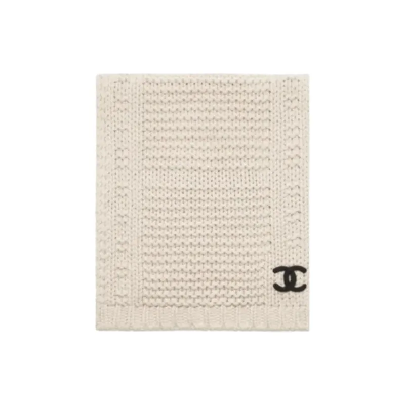 CHANEL Cashmere Knit Scarves Unisex Beige-0