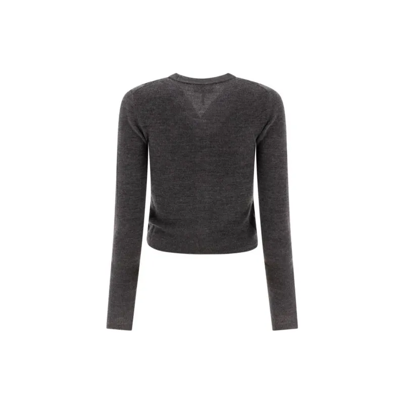 GANNI V Neck Argyle Knit Cardigan-1