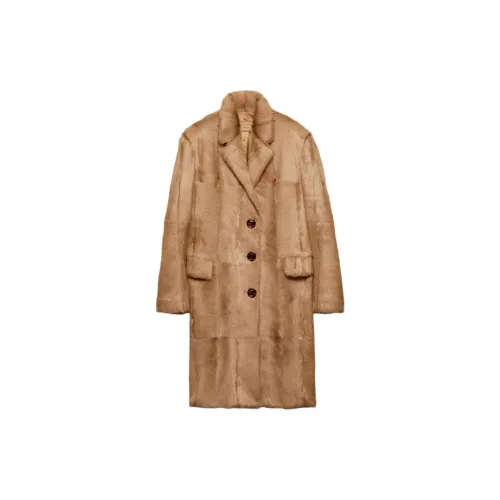 PRADA Coats Women's Beige Yellow