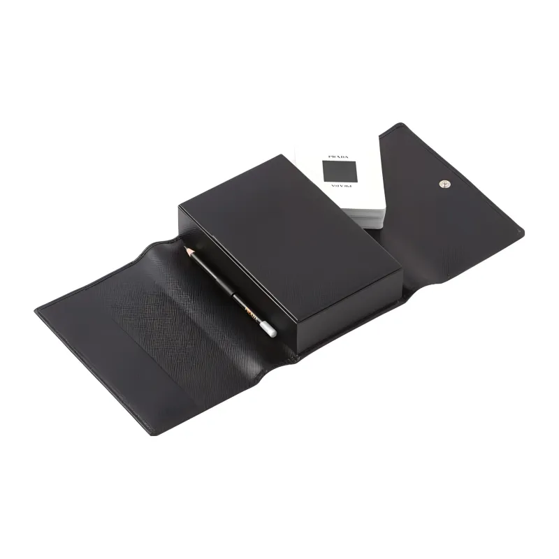 PRADA Saffiano Saffiano Leather Card Storage Bag Unisex Black-2