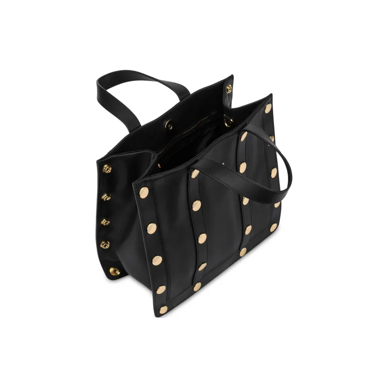MOSCHINO Leather Tote Bag Shopping Bag Shoulder Bag Handbag Women's Black-3