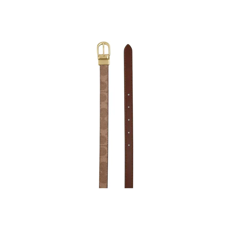 COACH Calfskin Leather Belts Women's Brown Width 1.8cm-1