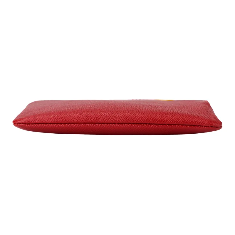 COACH Cross Grain Leather Coin Purse Wrist Bag Clutch Mini Women's Red-5