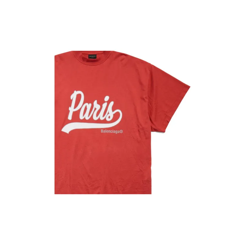 Balenciaga FW24 T-Shirt Loose Fit Style Unisex Fade-Resistant Red-2